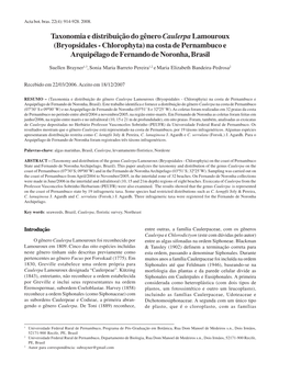 Taxonomia E Distribuição Do Gênero Caulerpalamouroux