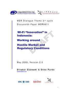 Wi-Fi “Innovation” in Indonesia: Working Around Hostile Market and Regulatory Conditions