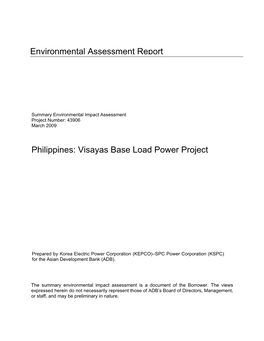 Environmental Assessment Report Philippines: Visayas Base Load