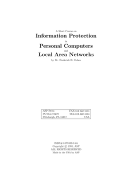 Information Protection Personal Computers Local Area Networks