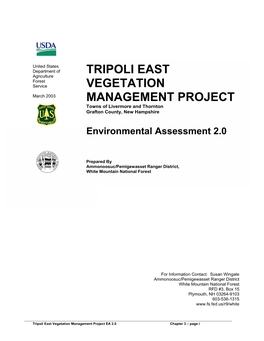 Tripoli East Vegetation Management Project EA 2.0 Chapter 3 – Page I