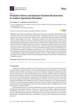 Oxidative Stress and Immune System Dysfunction in Autism Spectrum Disorders