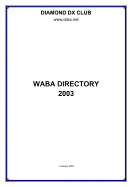 Waba Directory 2003