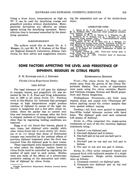 Some Factors Affecting the Level and Persistence of Diphenyl Residues in Citrus Fruits