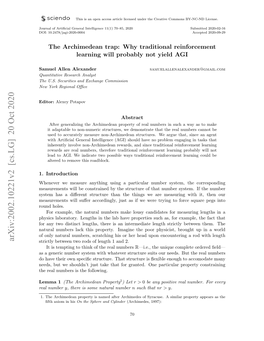 The Archimedean Trap: Why Traditional Reinforcement Learning Will Probably Not Yield AGI