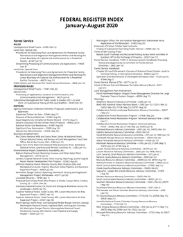 FEDERAL REGISTER INDEX January–August 2020