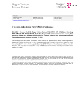 Magyar Telekom Investor Release