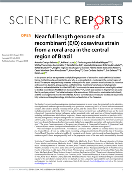 Near Full Length Genome of a Recombinant (E/D) Cosavirus Strain