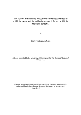 The Role of the Immune Response in the Effectiveness of Antibiotic Treatment for Antibiotic Susceptible and Antibiotic Resistant Bacteria