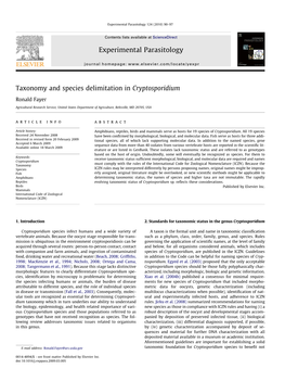 Taxonomy and Species Delimitation in Cryptosporidium