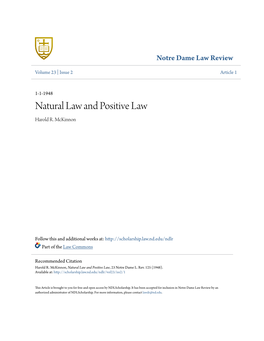 Natural Law and Positive Law Harold R