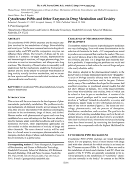 Cytochrome P450s and Other Enzymes in Drug Metabolism and Toxicity Submitted: December 15 , 2005 ; Accepted: January 12 , 2006 ; Published: March 10, 2006 F