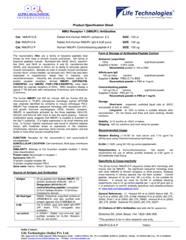 Cat. NMUR12-S Rabbit Anti-Human NMUR1 Antiserum # 2 SIZE: 100 Ul