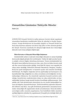 Osmanlı'dan Günümüze Türkiye'de Müzeler