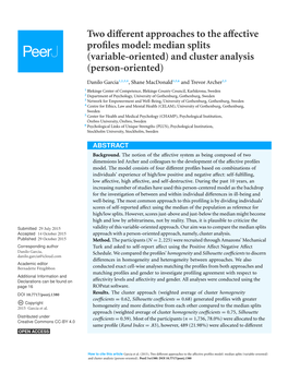 And Cluster Analysis (Person-Oriented)