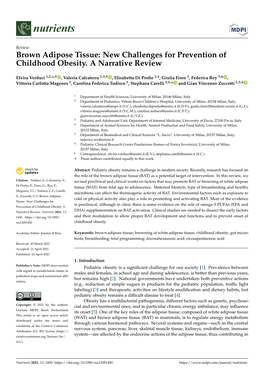 Brown Adipose Tissue: New Challenges for Prevention of Childhood Obesity