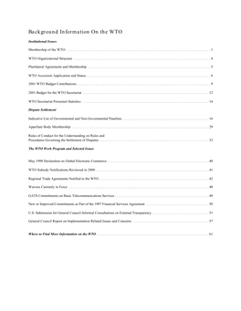 Background Information on the WTO