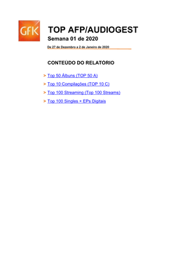 TOP AFP/AUDIOGEST Semana 01 De 2020
