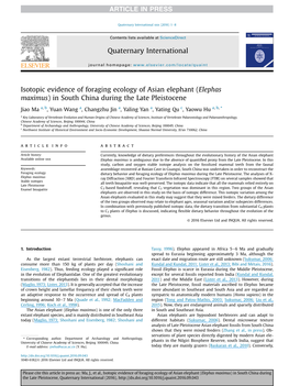 Elephas Maximus) in South China During the Late Pleistocene