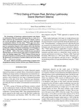 230Th/U Dating of Frozen Peat, Bol'shoy Lyakhovsky Island
