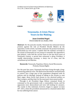 Venezuela: a Crisis Three Years in the Making