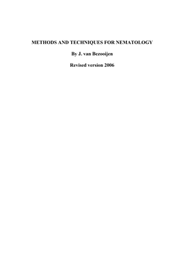 Methods and Techniques for Nematology