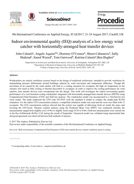 Analysis of a Low Energy Wind Catcher with Horizontally-Arranged Heat