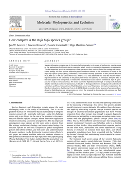 How Complex Is the Bufo Bufo Species Group? ⇑ Jan W