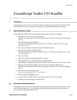 Extendscript Toolkit CS5 Readme