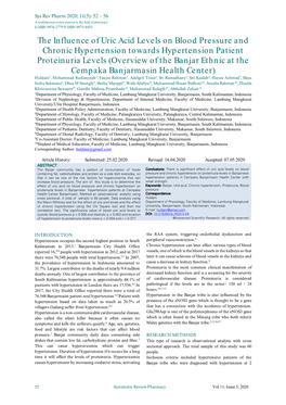 The Influence of Uric Acid Levels on Blood Pressure and Chronic