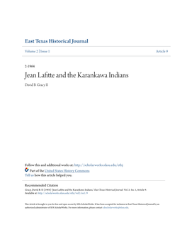 Jean Lafitte and the Karankawa Indians David B