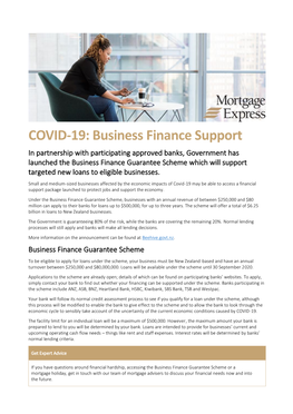 COVID-19: Business Finance Support