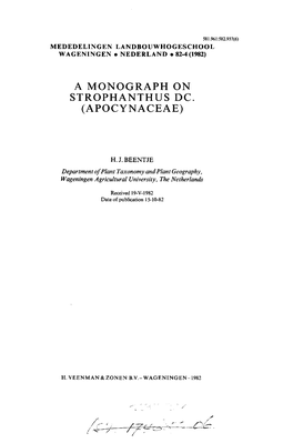 F^^R^-^-C."V.— Mededelingen Landbouwhogeschool Wageningen 82-4 (1982) (Communications Agricultural University) Isals O Published Asa Thesi S CONTENTS