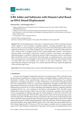 8-Bit Adder and Subtractor with Domain Label Based on DNA Strand Displacement