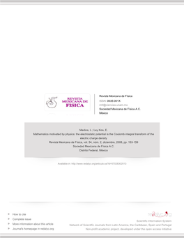 The Electrostatic Potential Is the Coulomb Integral Transform of the Electric Charge Density Revista Mexicana De Física, Vol