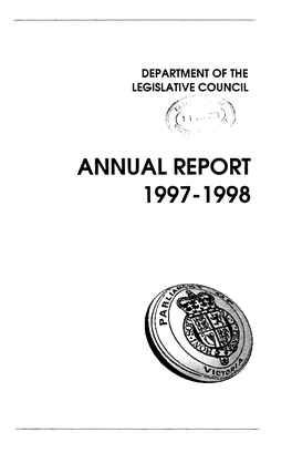 Annual Report 1997-1998 Department of the Legislative Council