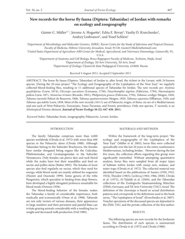 New Records for the Horse Fly Fauna (Diptera: Tabanidae) of Jordan with Remarks on Ecology and Zoogeography