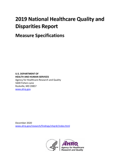 2019 National Healthcare Quality and Disparities Report Measure Specifications