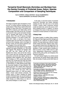 Terrestrial Small Mammals (Soricidae and Muridae) from the Gamba Complex of Protected Areas, Gabon: Species Composition and Comparison of Sampling Techniques