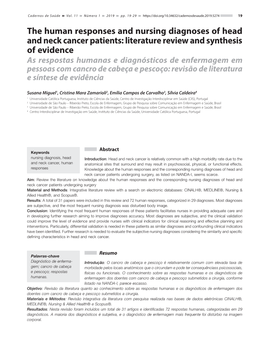 The Human Responses and Nursing Diagnoses of Head and Neck Cancer Patients: Literature Review and Synthesis of Evidence