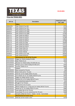 Price-List TEXAS 2021