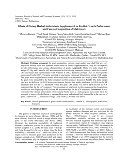 Effects of Dietary Herbal Antioxidants Supplemented on Feedlot Growth Performance and Carcass Composition of Male Goats