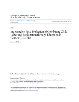 Independent Final Evaluation of Combating Child Labor and Exploitation Through Education in Guinea (CCLEE)