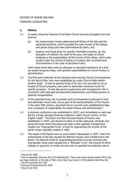 1 Diocese of Sodor and Man Financial Legislation 1