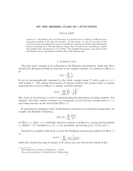 On the Selberg Class of L-Functions