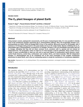 The C4 Plant Lineages of Planet Earth