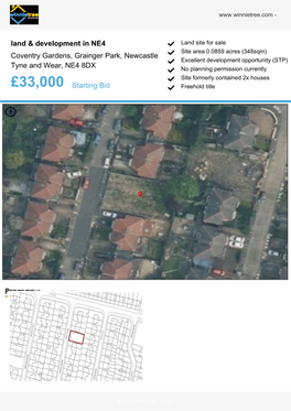 Land & Development in NE4 Coventry Gardens, Grainger Park