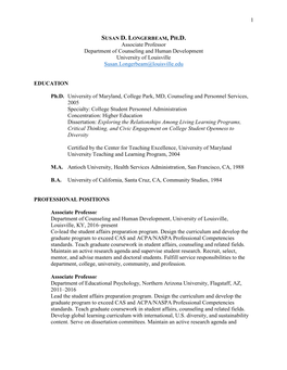 Dr. Longerbeam's Curriculum Vitae [PDF]