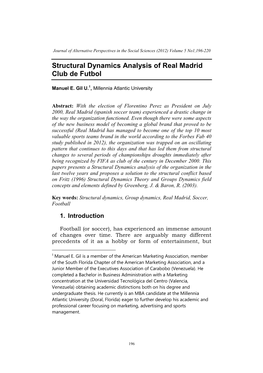 Structural Dynamics Analysis of Real Madrid Club De Futbol