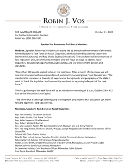 Robin Vos (608) 266-9171